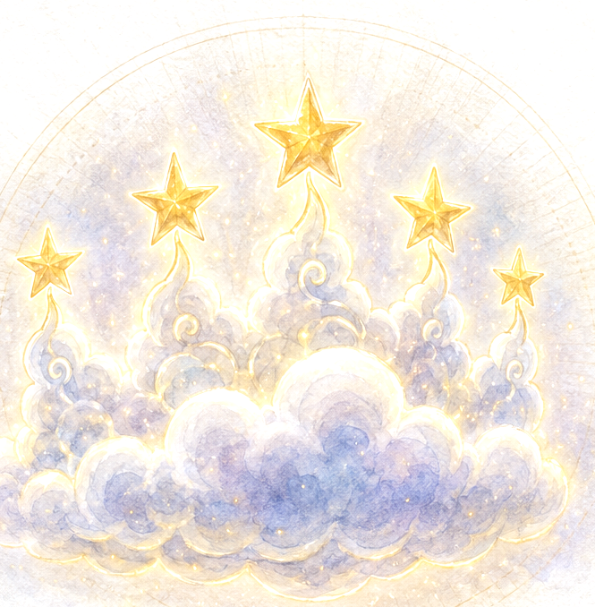 The Crown of Clouds — a crown of glowing clouds topped with golden stars