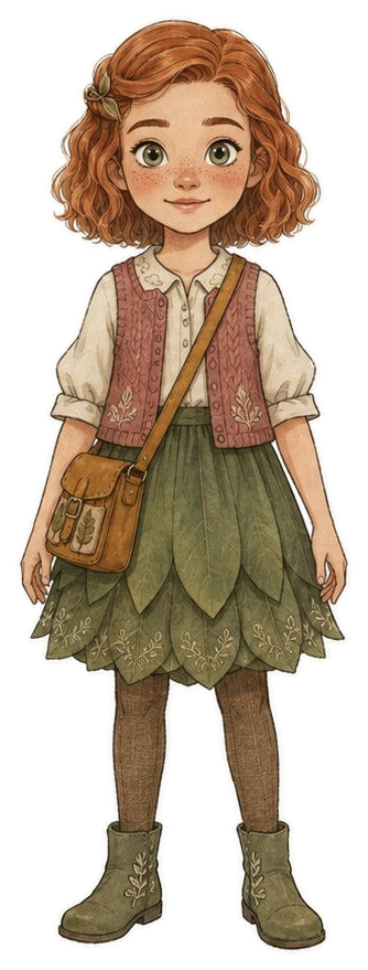 Official full-body illustration of Evelyn “Evie” Hart
