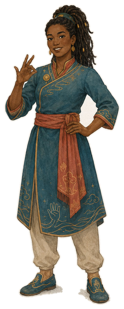 Official full-body illustration of Nia Okafor-Bennett